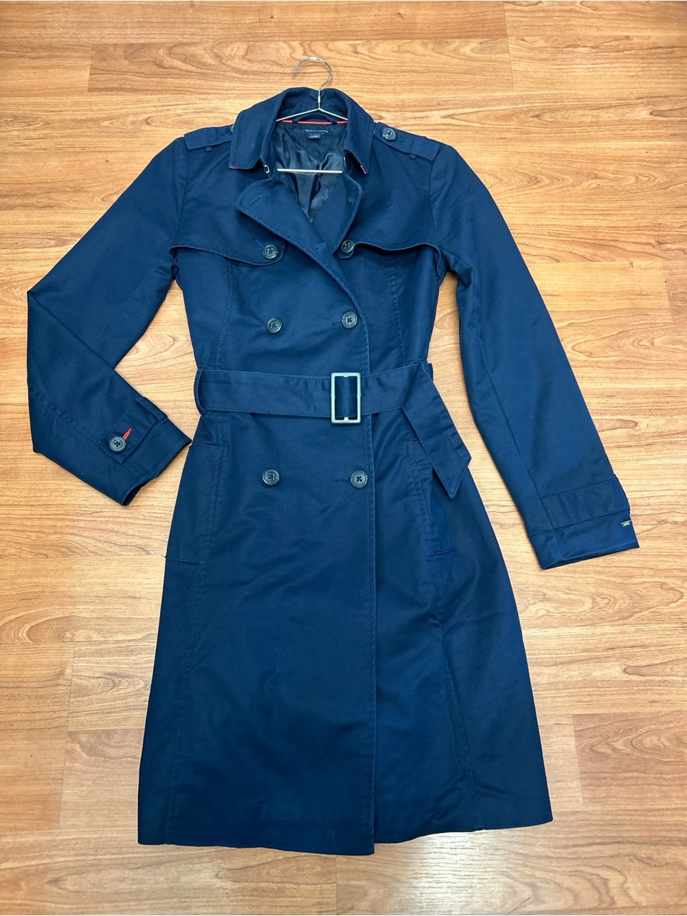 2016 Tommy Hilfiger Cotton Navy Blue Trench Coat Size S